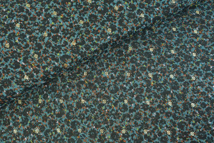 Yoryo Flowers Chiffon Blauw