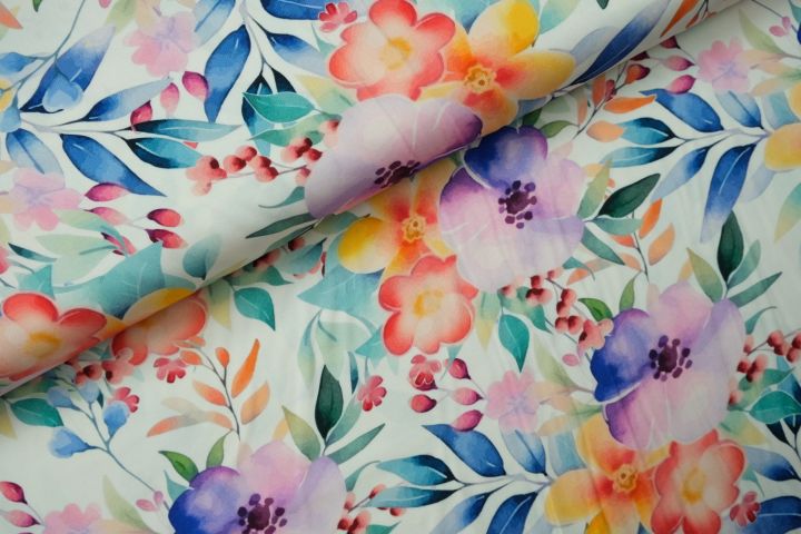 Paint Flower Viscose Ecru